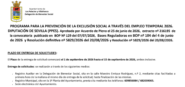 Programa para la Prevención de la Exclusión Social a través del Empleo Temporal 2026  